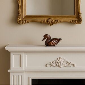 Vintage  Hand Carved Dark Iron Wood Heavy Duck Decoy Smooth Sculpture/ Ottawa 🦆